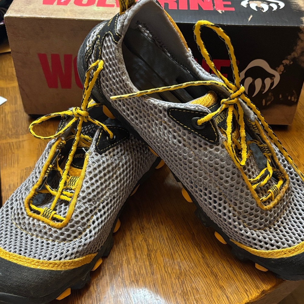 Wolverine Gray and Yellow Mesh Trail Shoes